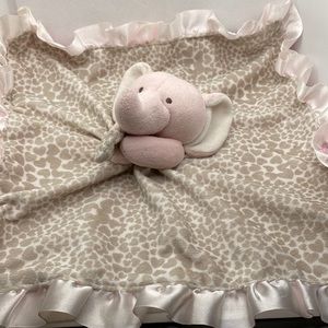 Carter’s Plush Pink Elephant Lovey Security Blanket Rattle Hearts